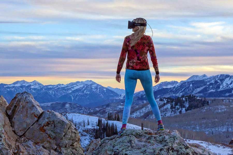 Woman is in VR at a very special place.